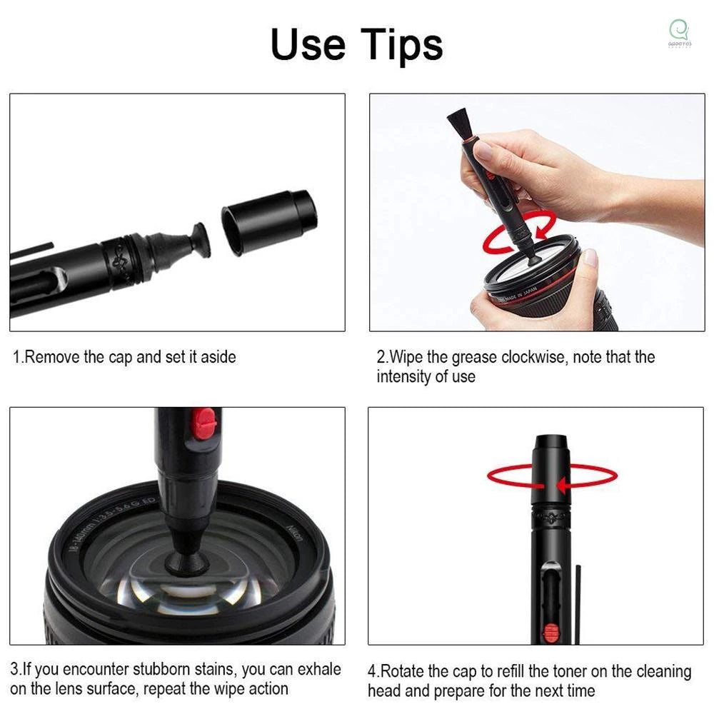 Camera cleaning kit Complete with cleaning pen for cameras, mobile phones, laptops.